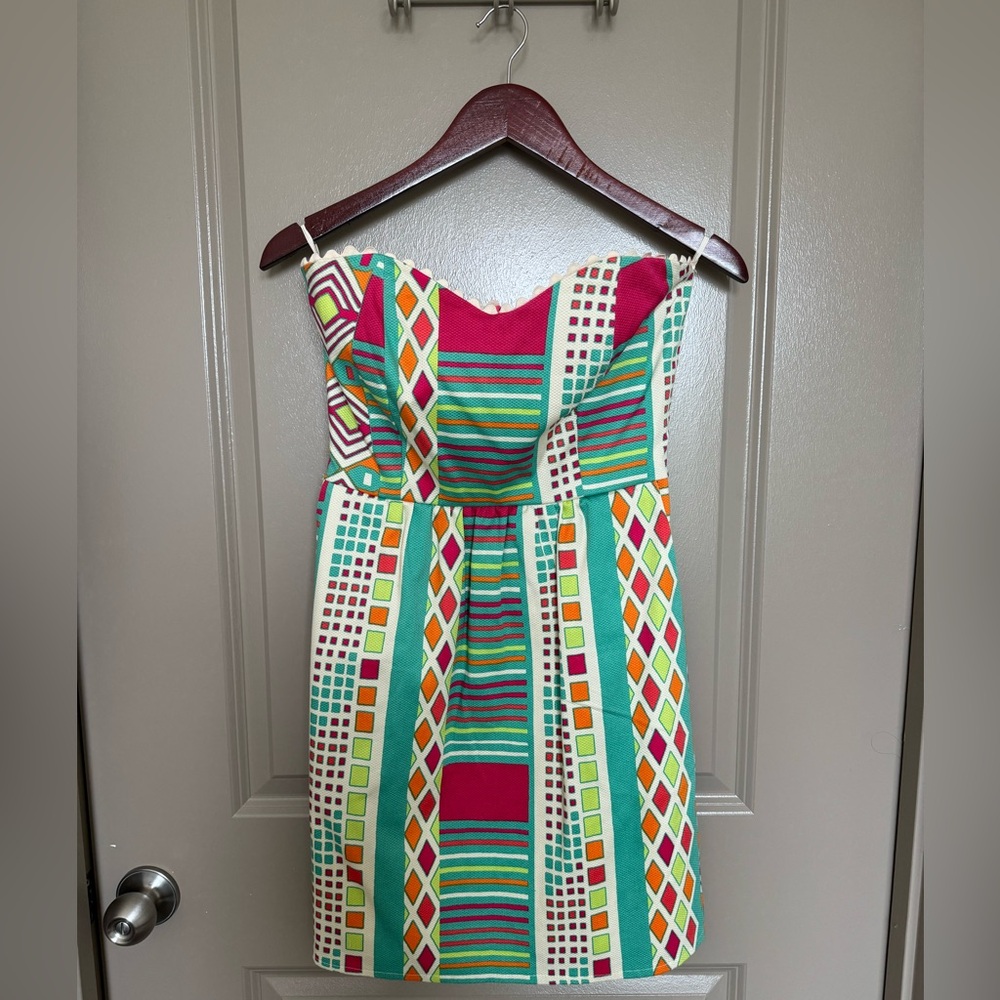 Judith March strapless scallop geometric dress